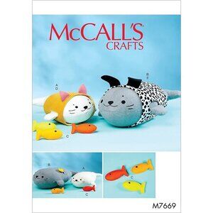 McCall's Sewing Pattern 7669 Soft Cat and Dog‎ Toys